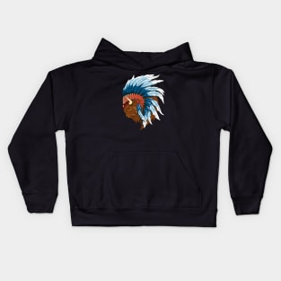 Buffalo head with indian headdress Kids Hoodie